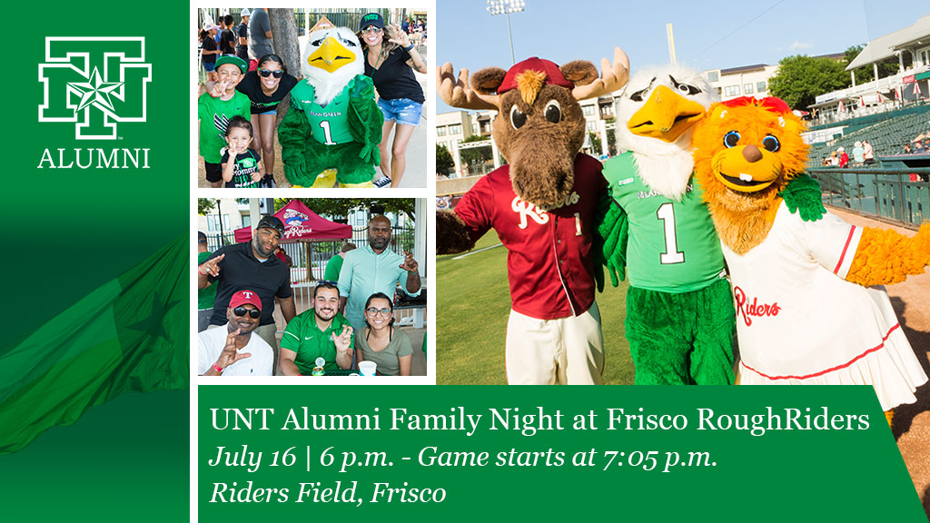 UNT Alumni Family Night at Frisco RoughRiders Graphic