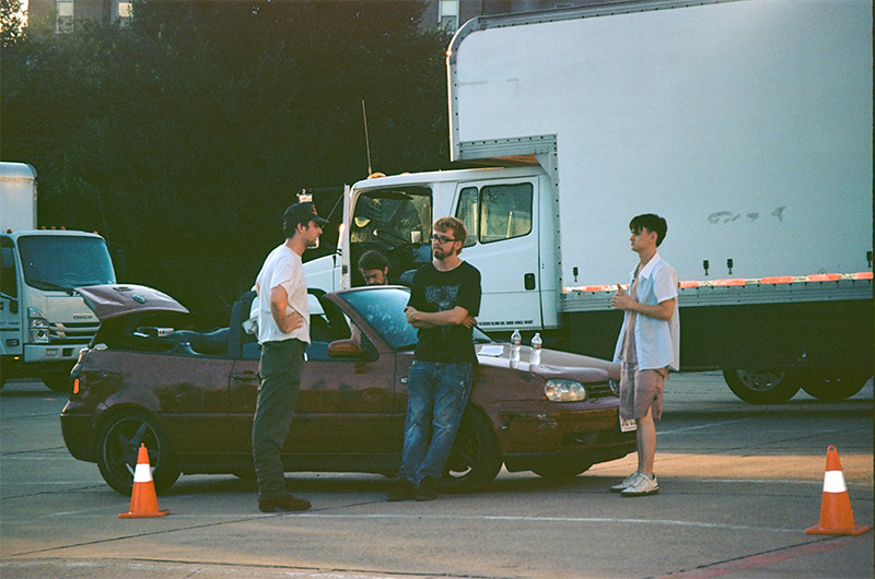 David Velez, right, is photographed while working on the film, "Our Hero, Balthazar," in Denton, Texas.