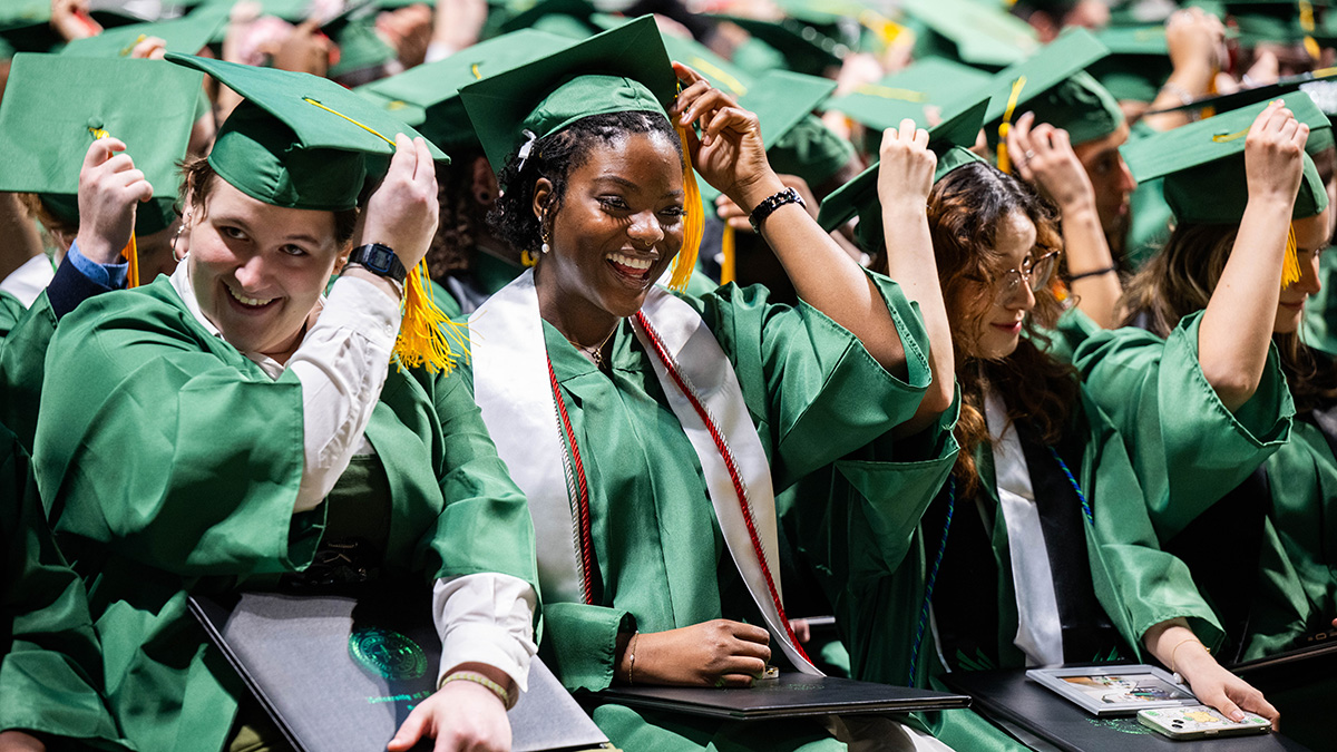 UNT students at commencement