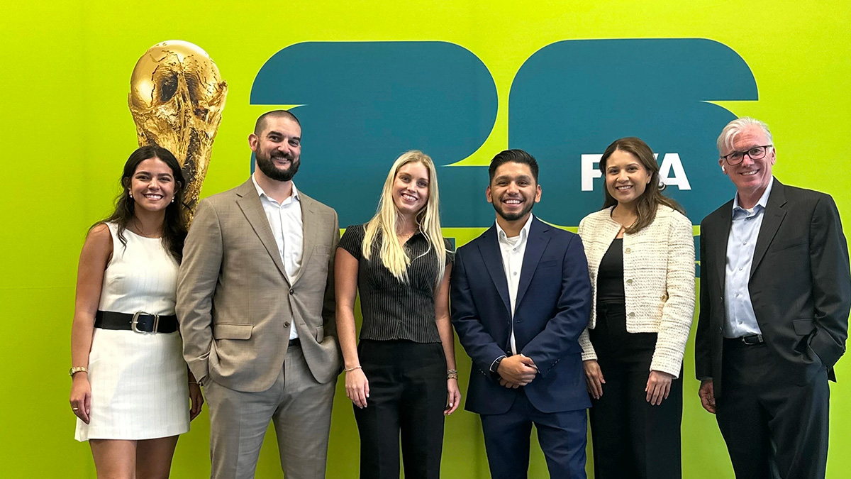 Photo of some members of the Tony Fay PR team at a FIFA World Cup promotional event.