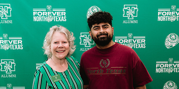 Leah Hatfield with student at UNT Ring Ceremony